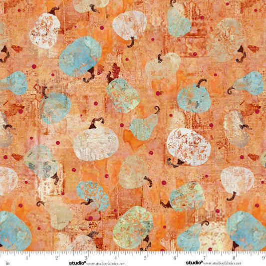 Free Falling Rough Pumpkins Tangerine Orange Funny Girl Studio E Cotton Fabric SE-9027-31