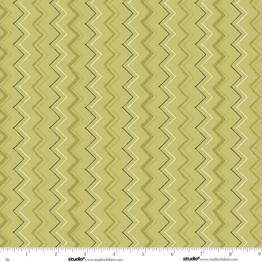 Free Falling Zig Zag Matcha Green Funny Girl Studio E Cotton Fabric SE-9022-61