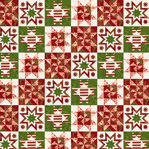 French Countryside Christmas Quilt Block Patch Multi Beth Albert 3 Wishes Cotton Fabric