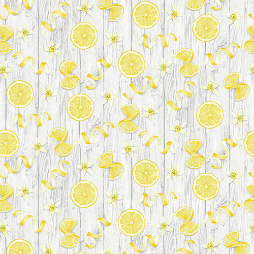 Fresh Picked Lemons Tossed Sliced Lemons Yellow Jane Shasky Henry Glass Cotton Fabric