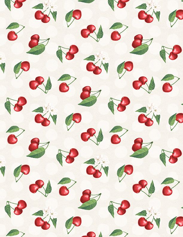 Fresh & Sweet Cherry Toss Cream Janelle Penner Wilmington Prints Cotton Fabric