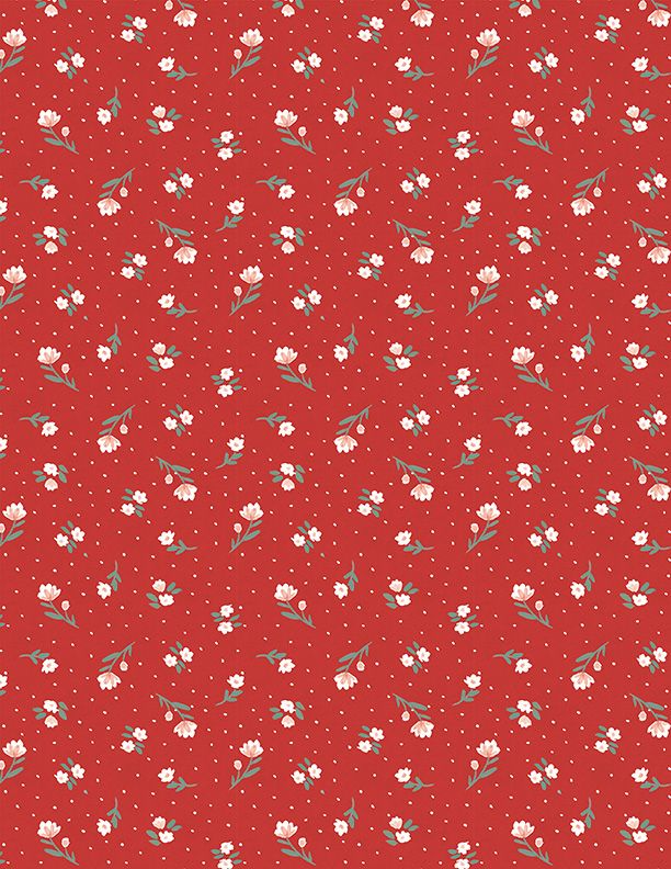 Fresh & Sweet Small Floral Red Janelle Penner Wilmington Prints Cotton Fabric