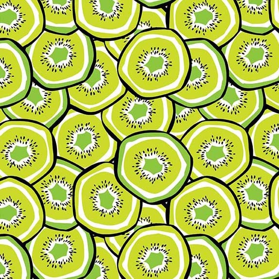 Fresh Fruit Kiwis Green Jane Dixon Michael Miller Cotton Fabric MM-DC11182-GREE-D