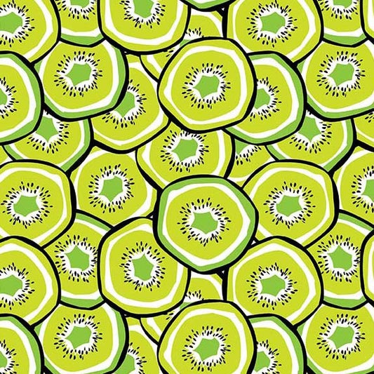 Fresh Fruit Kiwis Green Jane Dixon Michael Miller Cotton Fabric MM-DC11182-GREE-D