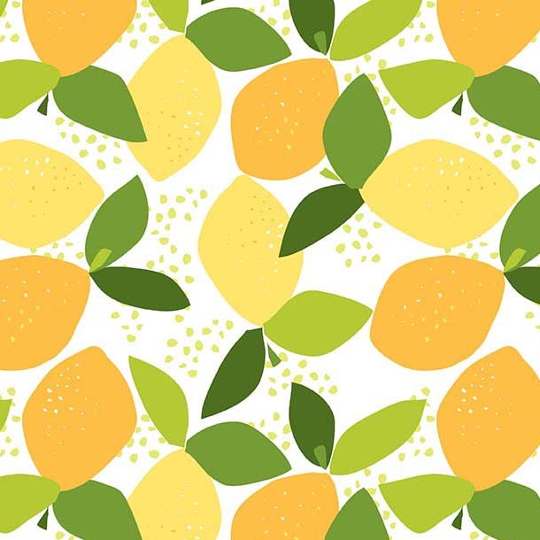 Fresh Fruit Lemons White Jane Dixon Michael Miller Cotton Fabric MM-DC11187-WHIT-D