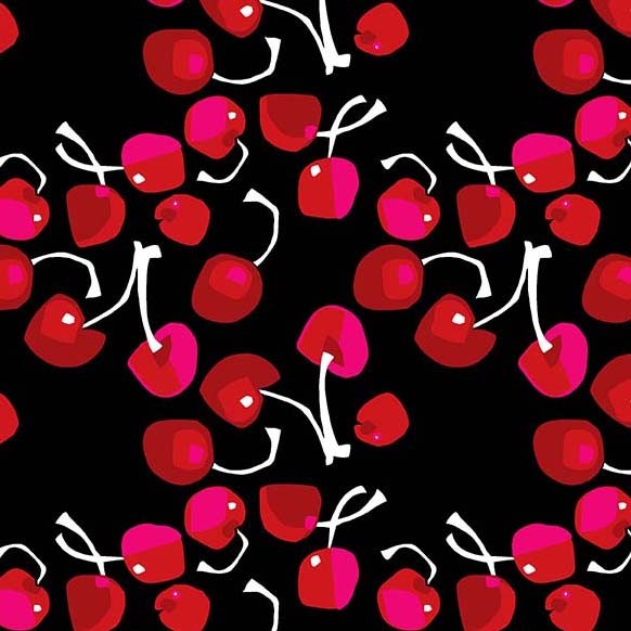 Fresh Fruit Sweet Cherries Black Jane Dixon Michael Miller Cotton Fabric MM-DC11183-BLAC-D