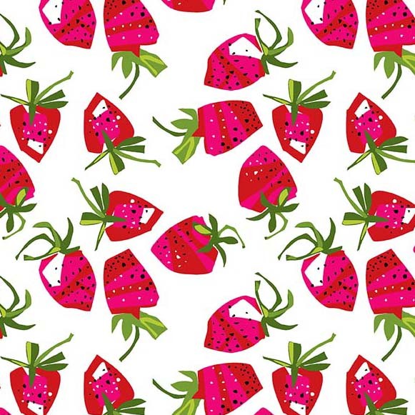 Fresh Fruit Wild Strawberries Red Jane Dixon Michael Miller Cotton Fabric MM-DC11177-REDX-D