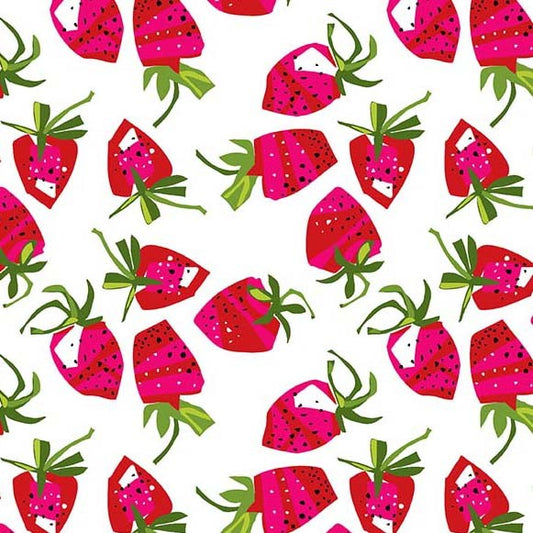 Fresh Fruit Wild Strawberries Red Jane Dixon Michael Miller Cotton Fabric MM-DC11177-REDX-D