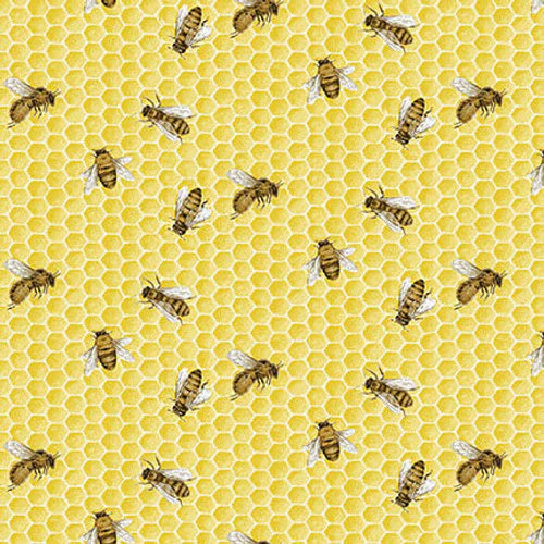 Fresh Picked Lemons Tossed Bees Yellow Jane Shasky Henry Glass Cotton Fabric