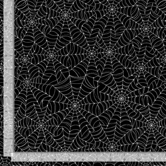 Fright Night Spider Webs Black Dona Gelsinger Timeless Treasures Cotton Fabric TT-DONA-CD4183-BLACK