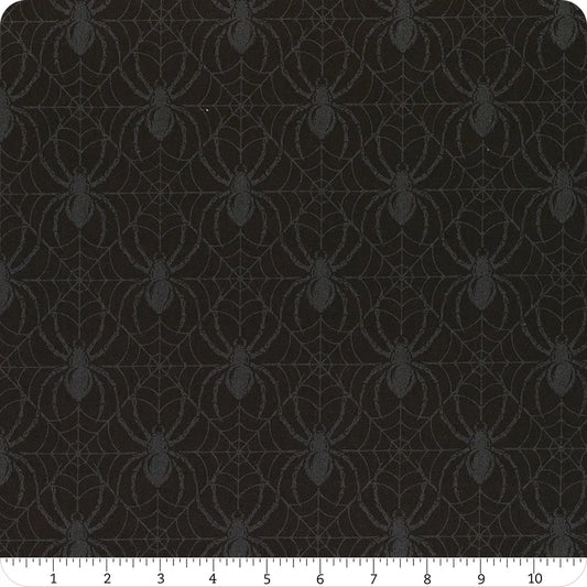 Frightful Creepy-Crawly Spiders Geo the Dark Black Patrick Lose Northcott Cotton Fabric