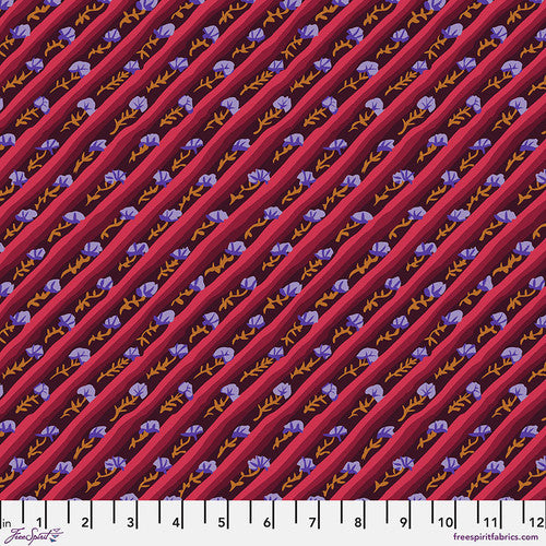 From the Archives Diagonal Poppy Aubergine Kaffe Fassett Free Spirit Cotton 68s Fabric  FS-PWGP024.AUBERGINE