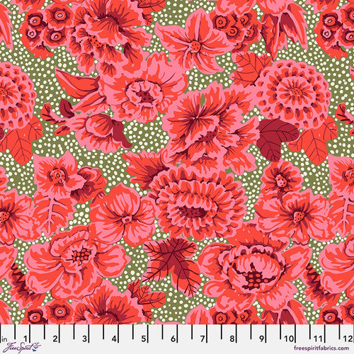 From the Archives Floral with Dots Red Kaffe Fassett Free Spirit Cotton 68s Fabric FS-PWGP002.RED
