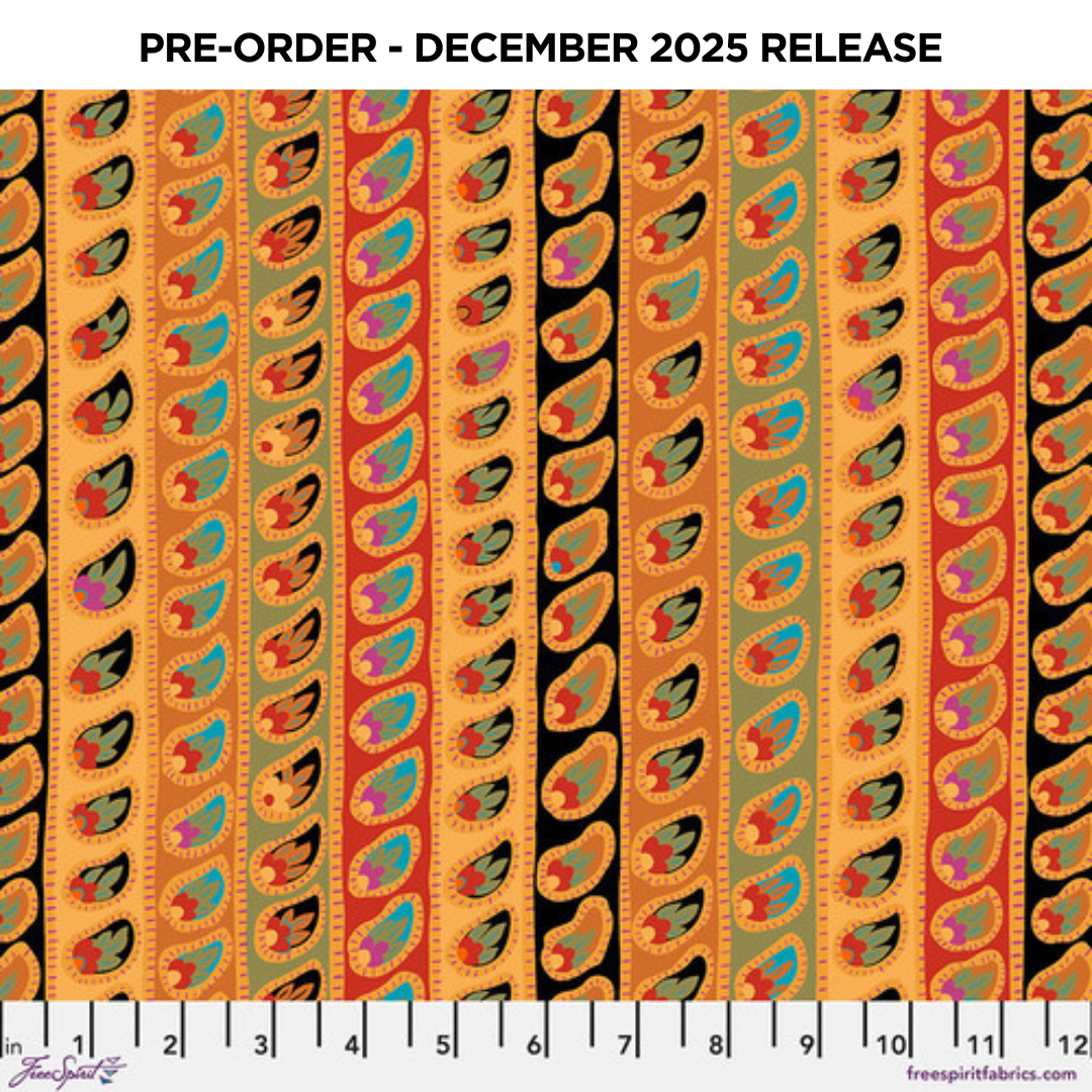 PRE-ORDER | DEC 2025 | From the Archives Paisley Stripe Antique Kaffe Fassett Free Spirit Cotton 68s Fabric FS-PWGP032.ANTIQUE