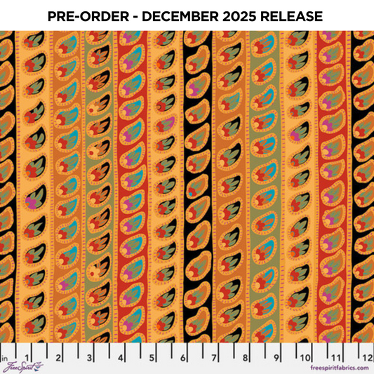 PRE-ORDER | DEC 2025 | From the Archives Paisley Stripe Antique Kaffe Fassett Free Spirit Cotton 68s Fabric FS-PWGP032.ANTIQUE