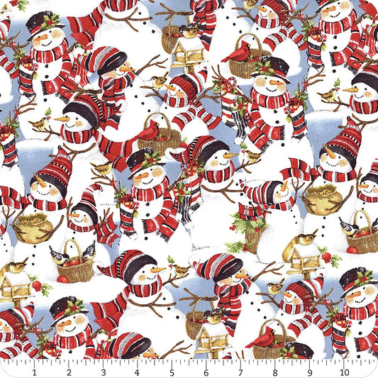 Frosty Frolic Packed Snowmen Multi Susan Winget Wilmington Prints Cotton Fabric WP-39854-419