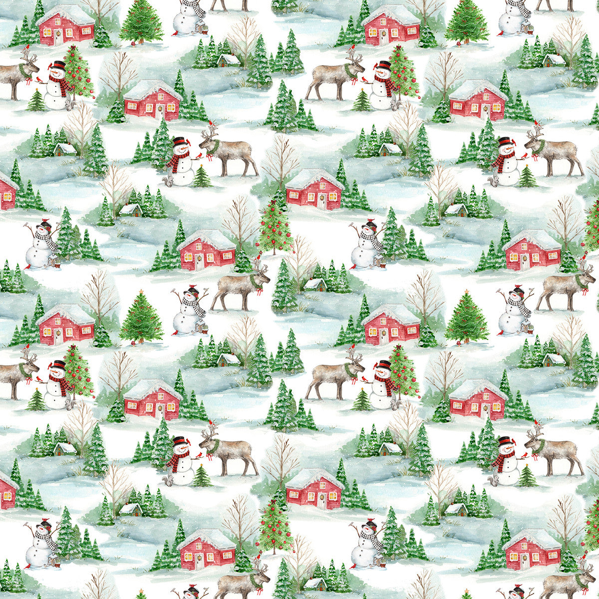 Frosty Hollow Snowy Hollow Scenic White Melinda Hipsher 3 Wishes Cotton Fabric 3W-24601-WHT