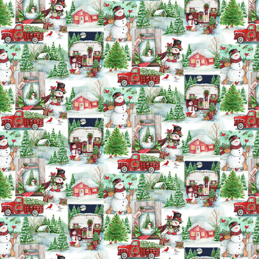 Frosty Hollow Winter Hollow Patch Multi Melinda Hipsher 3 Wishes Cotton Fabric 3W-24598-MLT