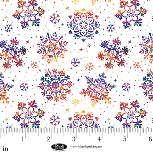 Frostykins Snowflakes White Ray Heere Blank Quilting Cotton Fabric BQ-4270-01