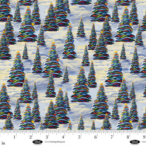 Frostykins Winter Trees Snow Ray Heere Blank Quilting Cotton Fabric BQ-4273-75
