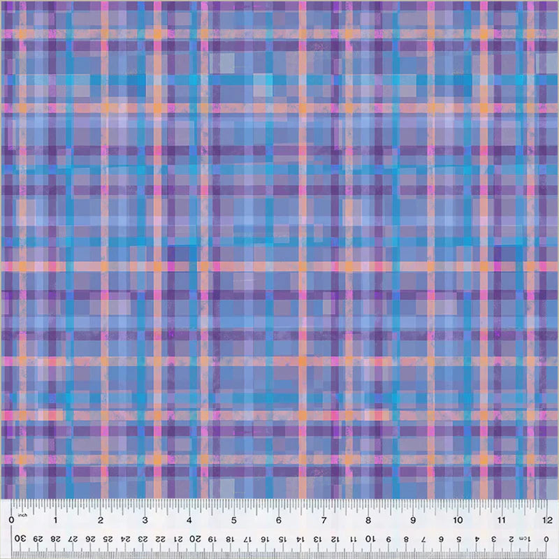 Fur-ever Friends Playful Plaid Purple Gareth Lucas Windham Cotton Fabric WF-54537D-10