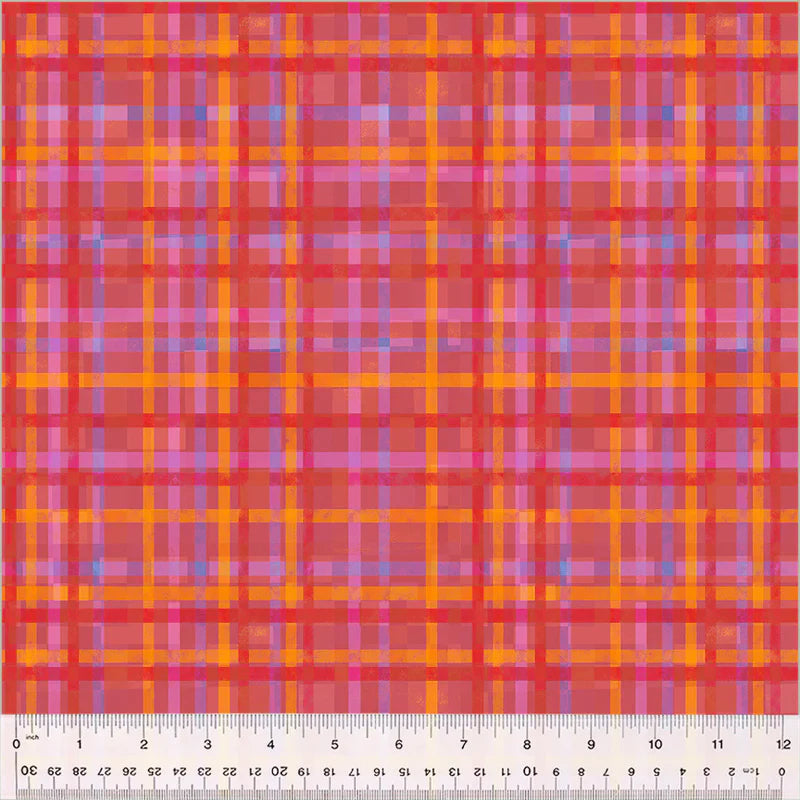 Fur-ever Friends Playful Plaid Red Gareth Lucas Windham Cotton Fabric WF-54537D-8