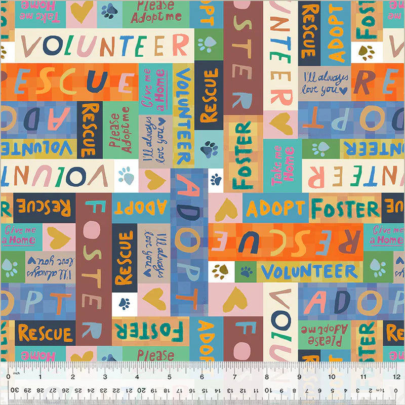 Fur-ever Friends Rescue & Adopt Multi Gareth Lucas Windham Cotton Fabric WF-54536D-7
