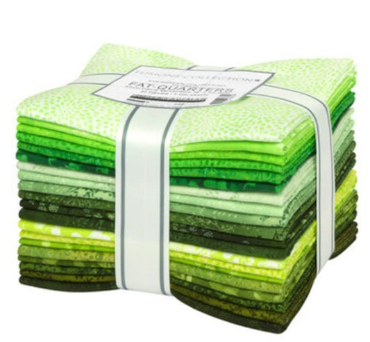 Fusions Evergreen Green Fat Quarter Bundle 18” X 22” 20 pcs Robert Kaufman Fabrics Cotton Fabric