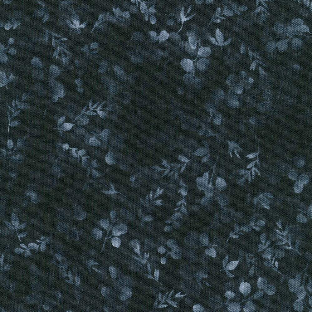 Fusions Foliage Mix Black Robert Kaufman Cotton Fabric