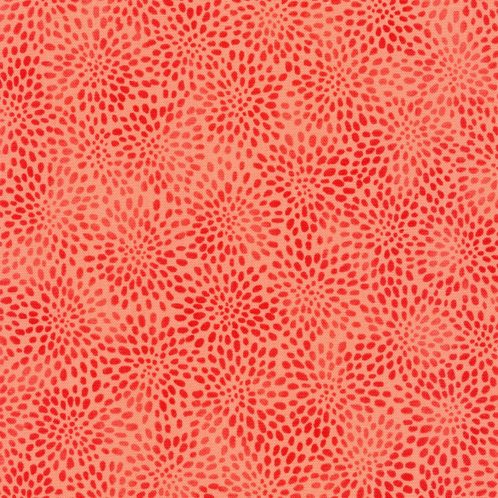 Fusions Packed Zinia Blooms Coral Orange Robert Kaufman Cotton Fabric