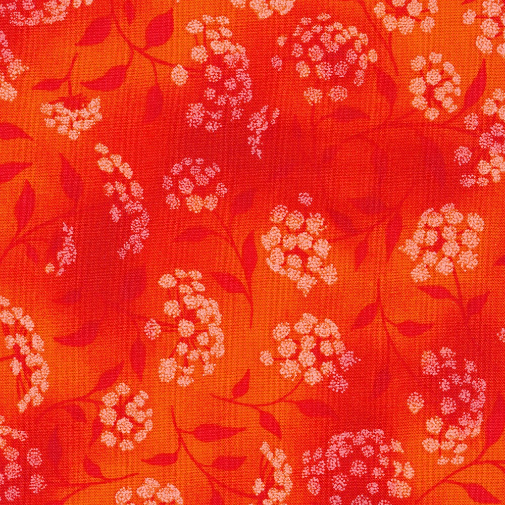 Fusions Queen Anne's Lace Flame Orange Robert Kaufman Cotton Fabric