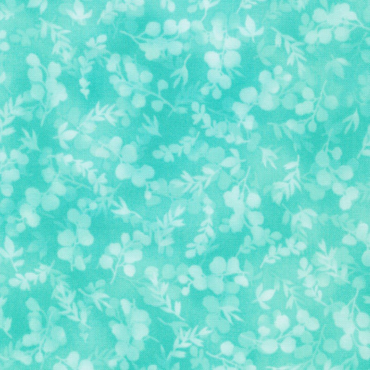 Fusions in Aqua Foliage Mix Robert Kaufman Cotton Fabric