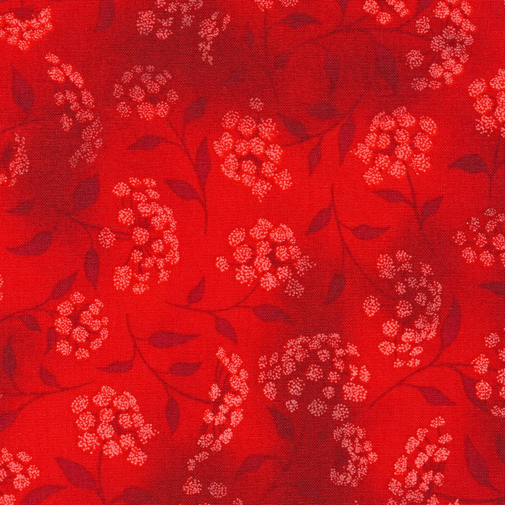 Fusions Cardinal Red Queen Anne's Lace Robert Kaufman Cotton Fabric