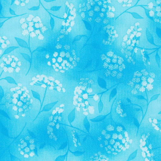 Fusions Cyan Blue Queen Anne's Lace Robert Kaufman Cotton Fabric