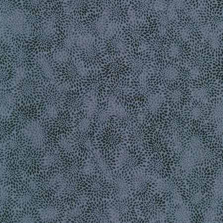 Fusions Graphite Black Packed Zinia Blooms Robert Kaufman Cotton Fabric