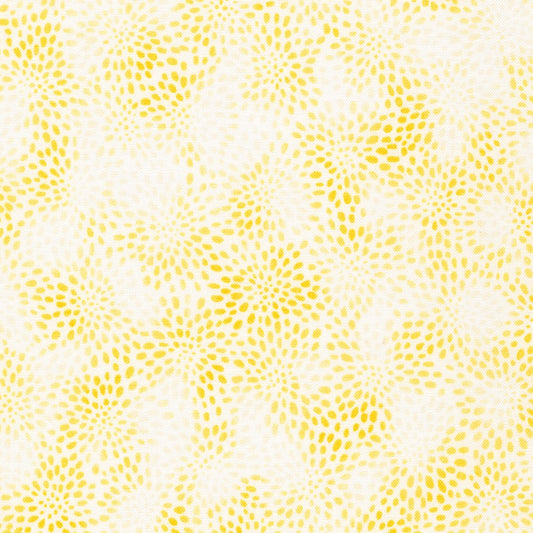 Fusions in Sunkissed Yellow Packed Zinia Blooms Robert Kaufman Cotton Fabric