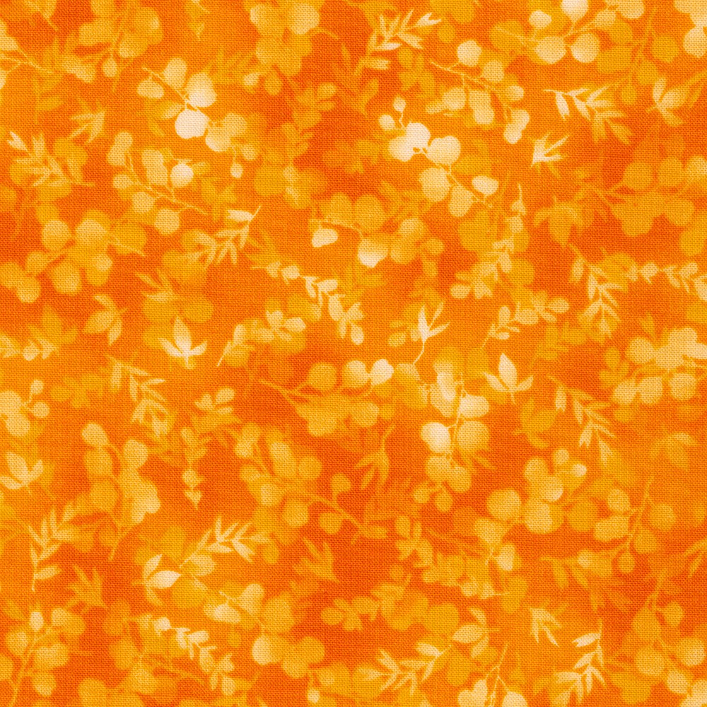 Fusions Tangerine Orange Foliage Mix Robert Kaufman Cotton Fabric