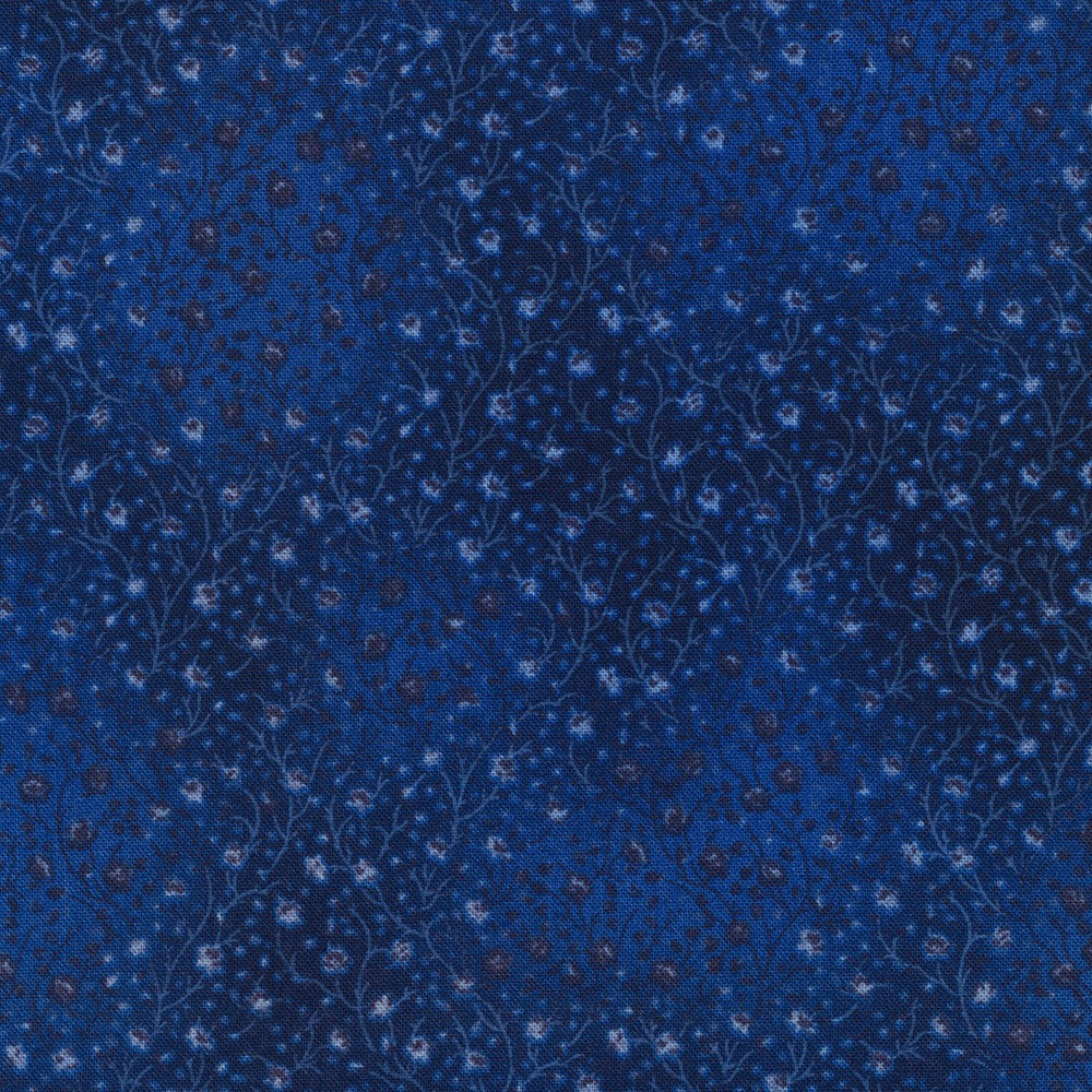 Fusions Navy Blue Floral Leaf Branch Robert Kaufman Cotton Fabric
