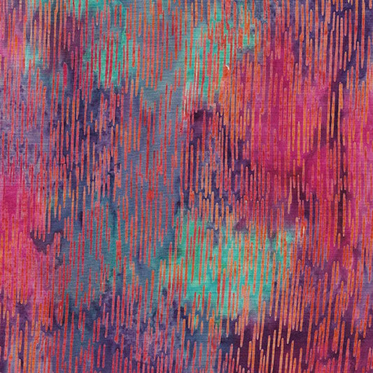 Fusions Streamers Multi Purple Teal Blue Island Batik Cotton Fabric IB-122439808