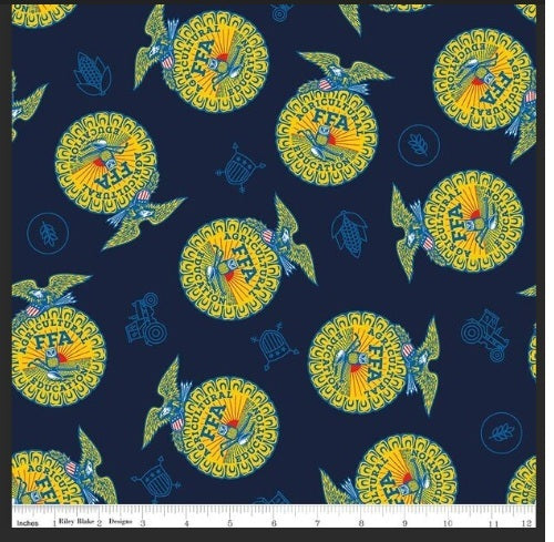 FFA Forever Blue 2 Badge Navy Riley Blake Designs Cotton Fabric RB-C15850-NAVY