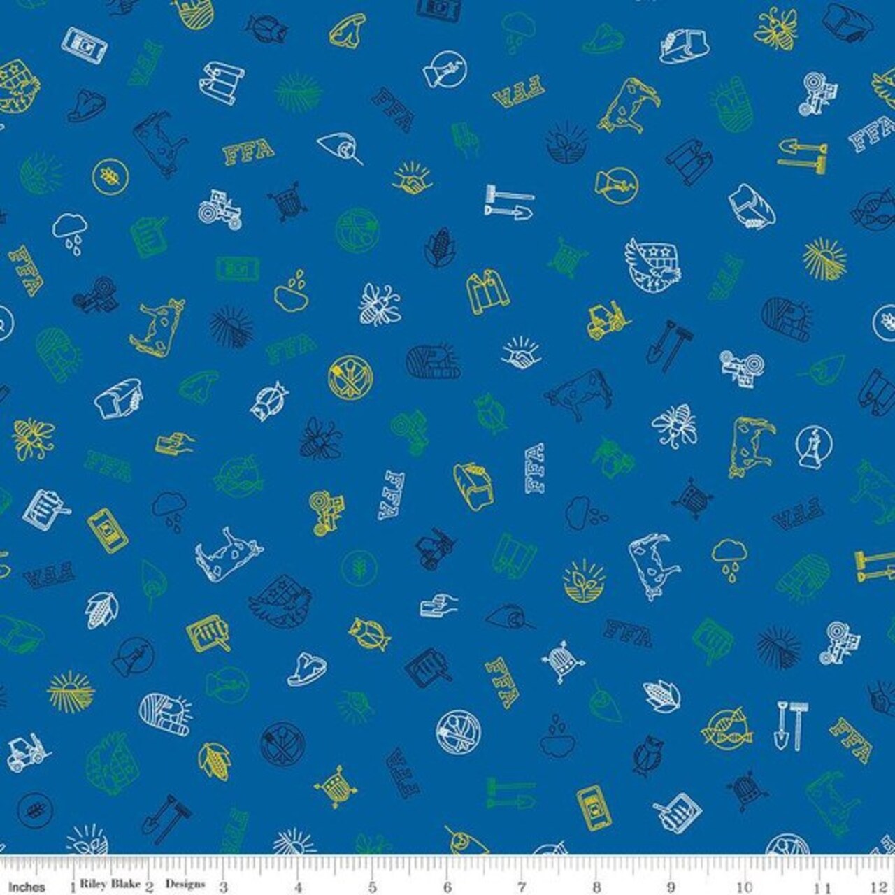 FFA Forever Blue 2 Icons Blue Riley Blake Designs Cotton Fabric RB-C15852-BLUE