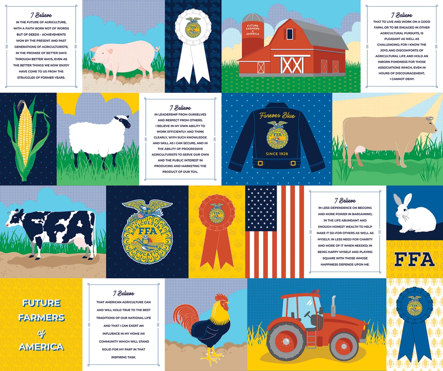 FFA Forever Blue 2 Panel 36" Riley Blake Designs Cotton Fabric RB-P15856-PANEL
