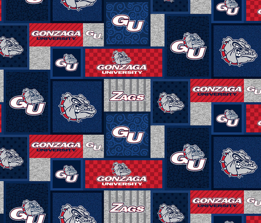 Gonzaga Bulldogs NCAA College Patch Sykel Enterprises Polyester Fleece Fabric GONZ-1177