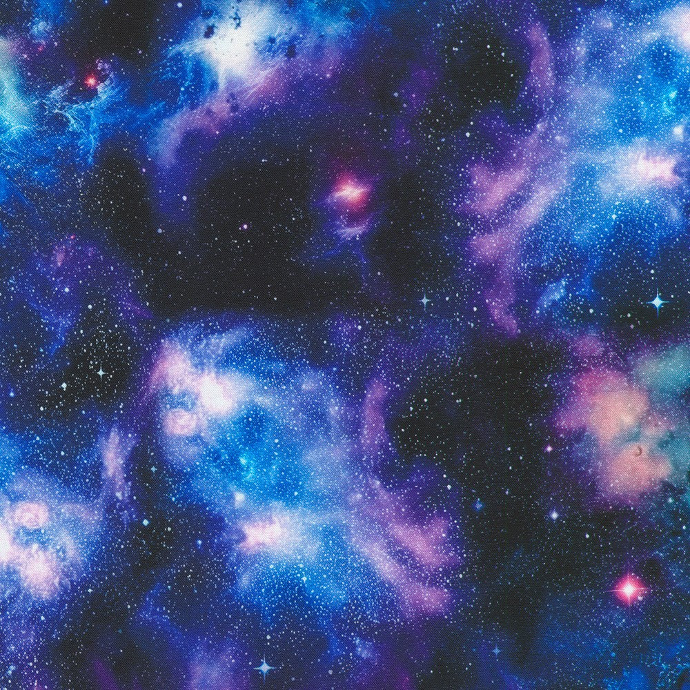 Galaxy Cats Celestial Swirls Astral Black Purple Robert Kaufman Cotton Fabric RK-SRKD-23927-364