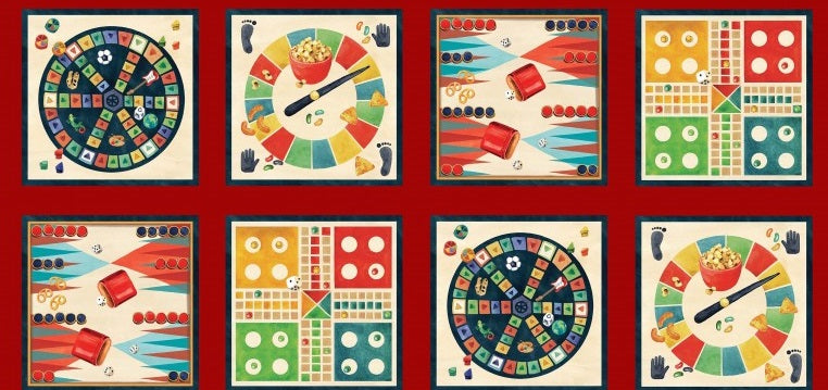 Game On Board Games Panel 24" Louise Nisbet Michael Miller Cotton Fabric