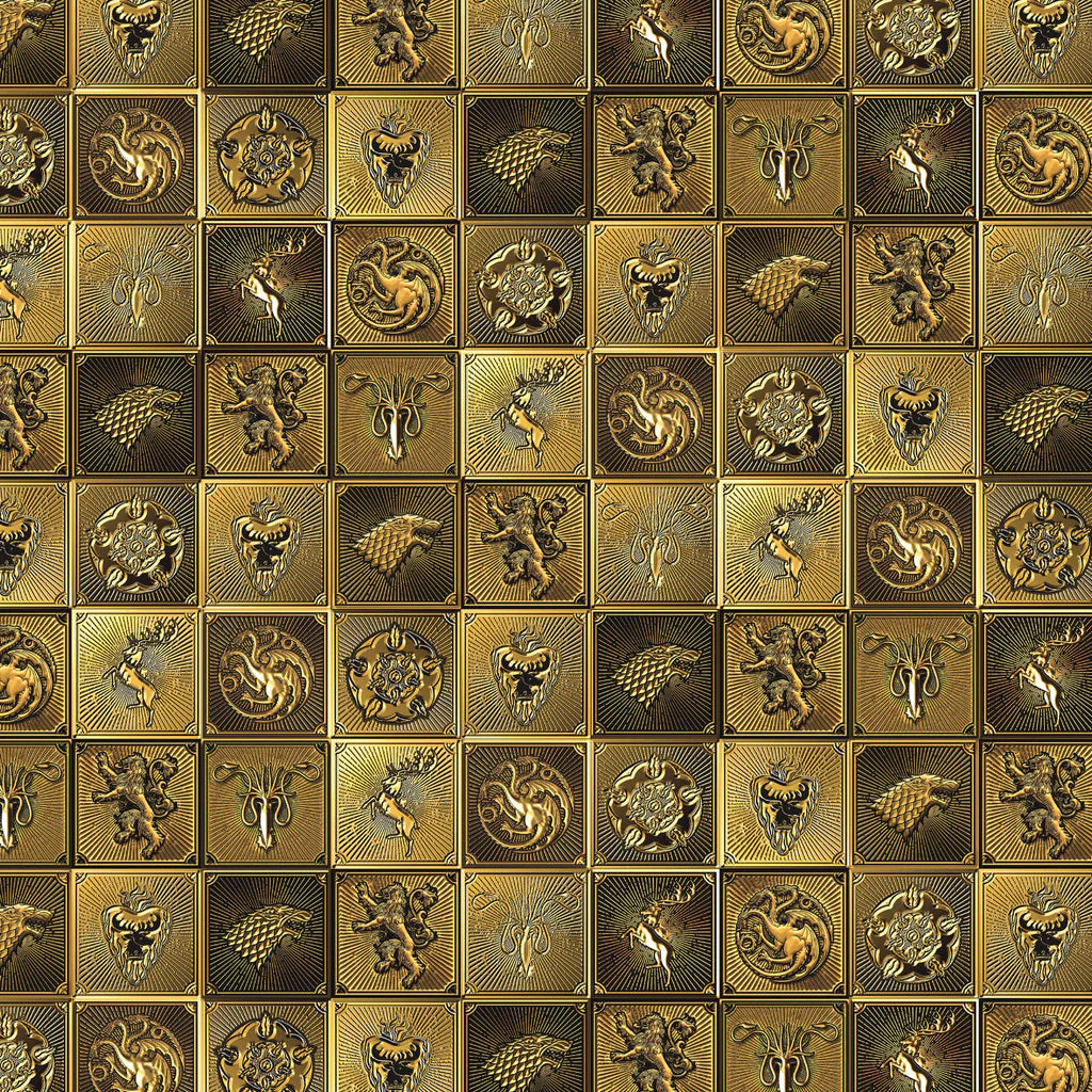 Game of Thrones & House of the Dragon House Sigil Tiles Gold Camelot Fabrics Cotton Fabric