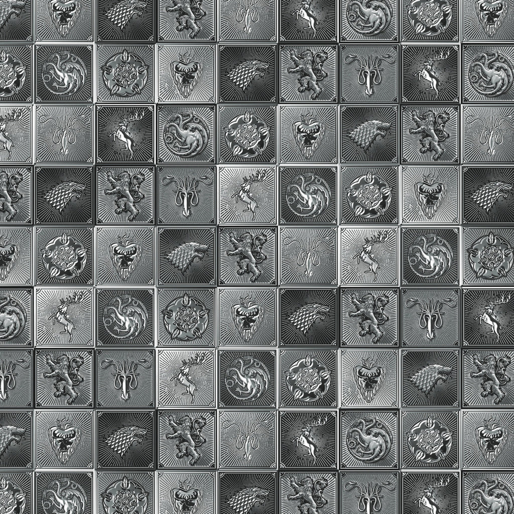Game of Thrones & House of the Dragon House Sigil Tiles Silver Camelot Fabrics Cotton Fabric