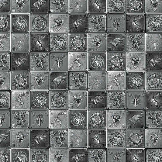 Game of Thrones & House of the Dragon House Sigil Tiles Silver Camelot Fabrics Cotton Fabric