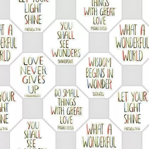 Garden Inspirations Inspirational Quotes Multi Jane Alison Henry Glass Cotton Fabric