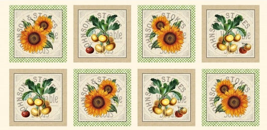 Garden Variety Patchwork Block Panel 20" Michael Miller Cotton Fabric